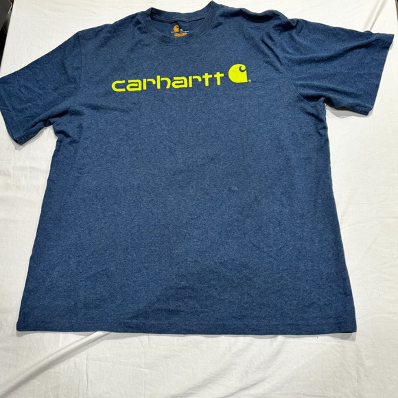 Carhartt T-Shirt Blue Spell Out Men's Size XL Crew Neck Short Sleeve - Picture 1 of 6